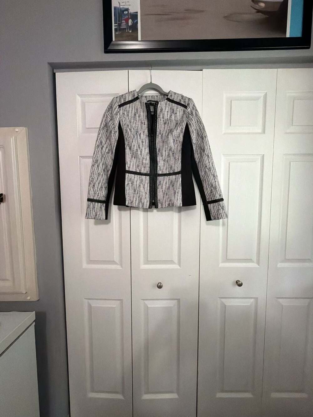 Karl Lagerfeld Paris Black and White Tweed Jacket